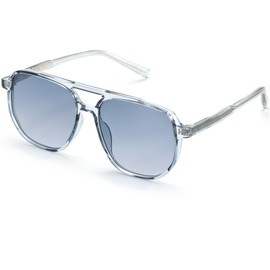 hnbliv Aviator Sunglasses for Women & Men Lightweight Square Shade UV400 Protection Unisex Retro Blue Lens Trendy Frame