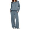 Glamaker Sweatsuits Women 2 Piece Outfit Crewneck Sweatshirts Wide Leg Pants Matching Sets Fall Winter Sweatsuit Travel Outfits Grey blue L