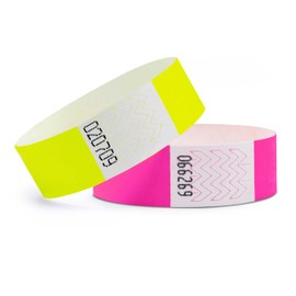 linie zwo ®, Pack of 1000 Wristbands Tyvek ® 19 mm, Neon Yellow (500 Pieces) + Neon Pink (500 Pieces)