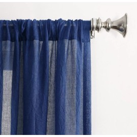 No. 918 Rod Pocket Curtain Panels (2) 50"x63" Sheer Indigo Blue Crushed Texture