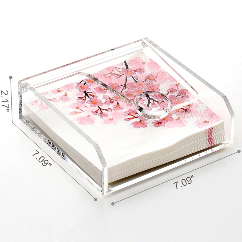 Napkin Holder for Table, 7"x7" Clear Acrylic Luncheon Napkin Holder