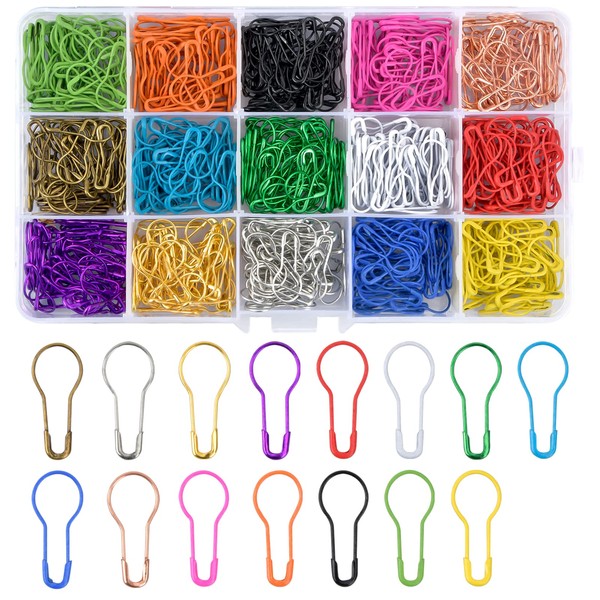 Pack of 750 Pear Pins Safety Pins, 15 Colours Mini