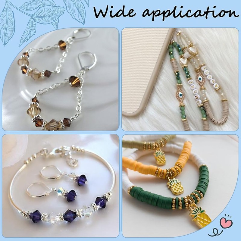 SOFPLATE 1 Box 400Pcs Snowflake Spacer Beads Silver Metal Spacer