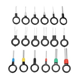 Partuto 18 Pcs Key Shape Universal Terminal Removal Tool Assortment Kit Car Truck Motorcycle Boat Wire Connector Terminal Pin Extractor Kit Black