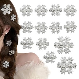 12 Pcs Sparkly Rhinestone Snowflake Hair Clip Hair Barrettes Christmas Metal Alligator Clips Hair Accessories for Women Princess Long Thick Hair Winter Xmas Hairpins Christmas Party Gifts