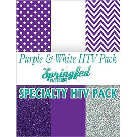 PURPLE & WHITE HTV SPECIAL PACK #1 Chevron Pattern, Polka Dot, Color and Glitterflex HTV for T-Shirts!