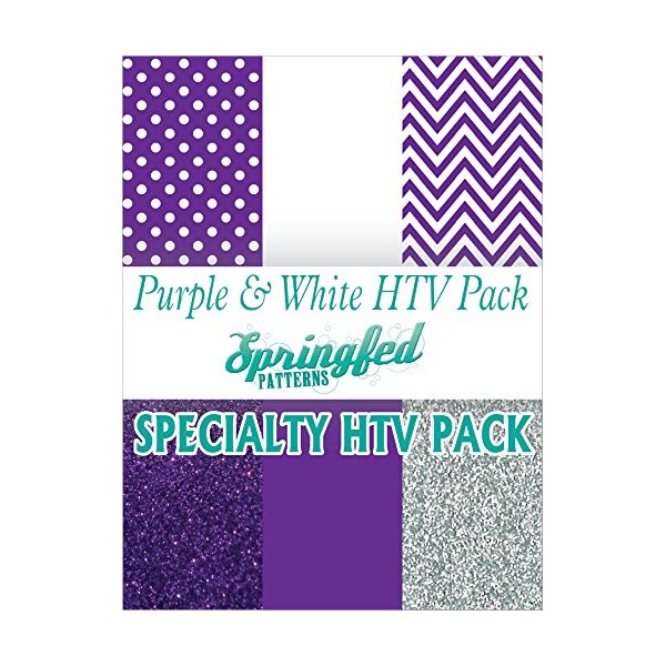 PURPLE & WHITE HTV SPECIAL PACK #1 Chevron Pattern, Polka