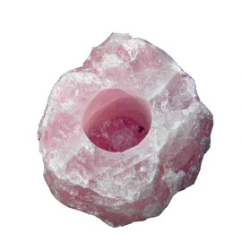 Rose Quartz Pink Crystal Candle Holder - Great Mineral Gift!