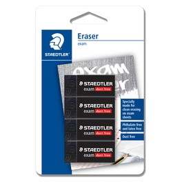 Staedtler Exam Black Erasers [Pack of 4] - Dust Free Eraser, Phthalate and Latex Free (43x19x13mm)