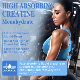 Creatine Liquid Drops - 98% High Absorption Creatine Monohydrate for Women & Men - Creatine 5000mg for Muscle Strength, Muscle Builder, Energy Boost, Pre-Workout - Sugar Free, Non-GMO & Gluten Free