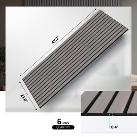 UMIACOUSTICS 6 Packs Acoustic Panel,47.2 x 23.6 Inches Decorative Sound Proof Panel for Office,Home Theater,Studio,Grey