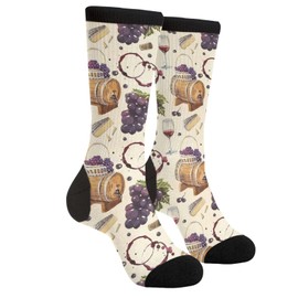 GJLNTRF Vintage Wine And Cheese Novelty Crew Socks Casual Crazy Funny Dress Socks For Women Men Teens Gift