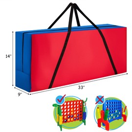 KOTEK Giant 4-in-a-Row Game, Jumbo 4-to-Score Family Game w/Quick-Release Sliders, 42 Rings, Ring Toss & Basketball Hoop, Connect Yard Game Outdoor for Kids & Adults (with Carrying Bag, Green)