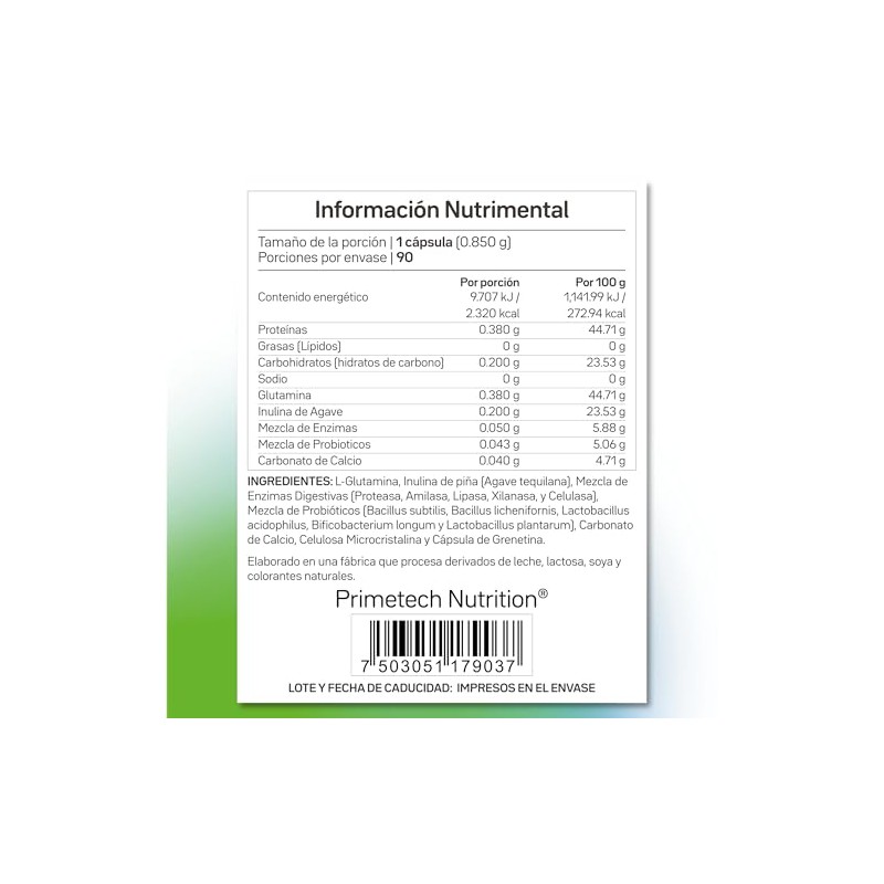 Primetech Nutrition ENZI-PLUS Enzimas Digestivas, Probióticos, 90 Cáps | 50