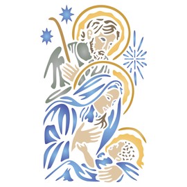 Holy Family Stencil, 16.5 x 26.5 cm (L) - Nativity Jesus Mary Joseph Catholic Christian Religious Stencils for Painting Template