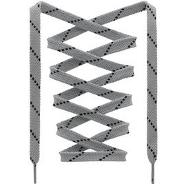 DANHUA Flat Thick Sneakers Shoelaces: 2 Pair 47.24 inch Light Grey Black Twill Point Athletic Shoe Laces