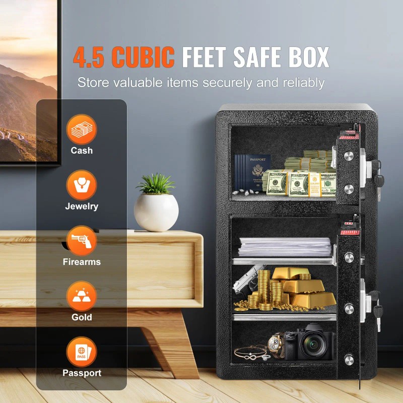 4.5 Cu.ft Double Door Safe Box with Key Lock and