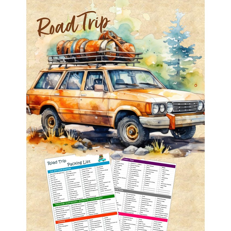 Ultimate Road Trip Planner Packing Checklist -Laminated & Double Sided