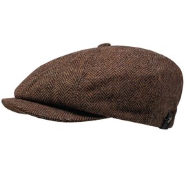 WEROR WEROR-320.1 Men's / Women's Flat Cap with Peak, Herringbone Hat with Cotton Lining, Summer/Winter, rust