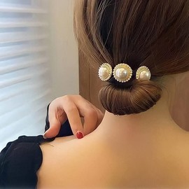 88flix Chignon Maker Deft Bang Hair Bun Hair Maker Ribbon Deft Band Hair Access Deft Band (Pearl)