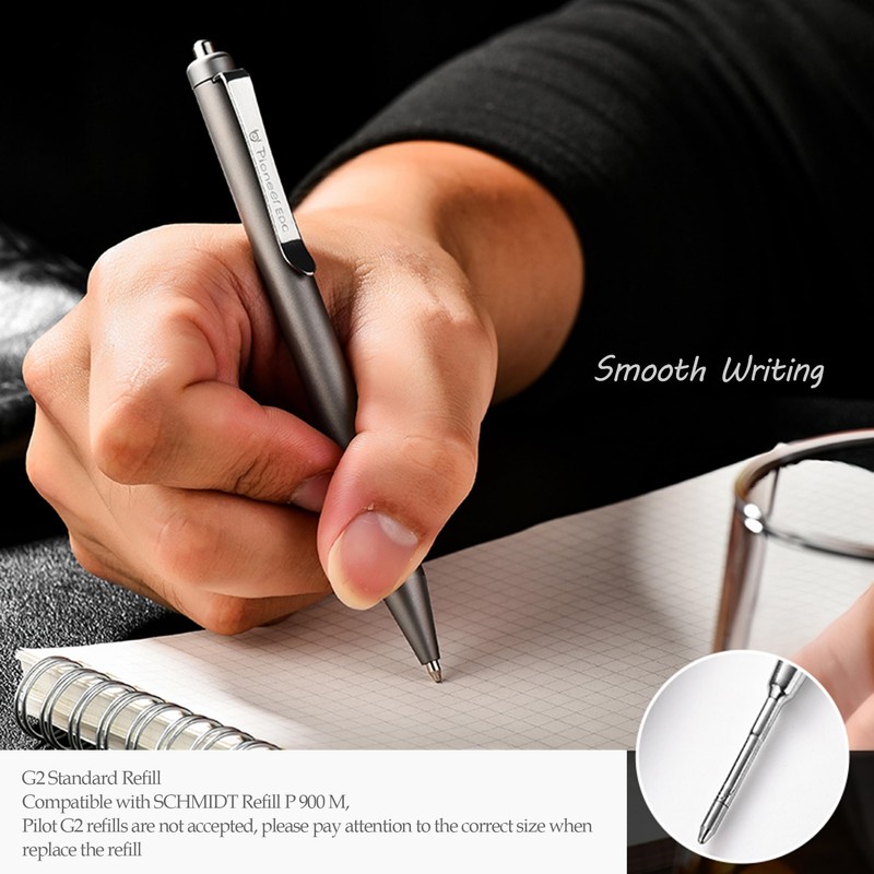 Hamans Titanium Ballpoint Pen 5.33“ Push Pen Clip to Retract