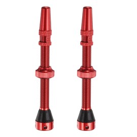 sourcing map 2pcs Tubeless Valve Stems 60mm Aluminum Alloy Tubeless Valve Removal Caps with 4 Hole Super Light No Leak Durable Fit Most Bicycle Tubeless Rims, Red