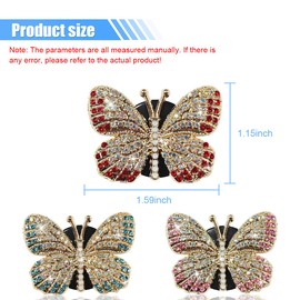 3PCS Bling Butterfly Car Dashboard Air Vent Trim Clips, Crystal Rhinestone Car Diffuser Air Conditioner Outlet Clip, Air Freshener Vent Clip Car Interior Decoration Clip for Women (Red/Blue/Pink)