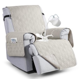 VANSOFY 100% Waterproof Recliner Chair Covers, Recliner Cover Non-Slip Dog Chair Cover Furniture Protector Washable Slipcover with Pocket, Elastic Straps for Pets, Dogs(Beige, 30")