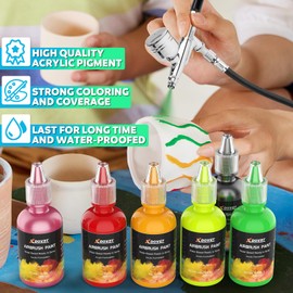 XDOVET Airbrush Paint, 28 Colors Airbrush Paint Set (30 ml/1 oz), Ready to Spray, Opaque & Neon Colors, Water-Based, Premium Acrylic Airbrush Paint Kit for Beginners, Hobbyist and Artists