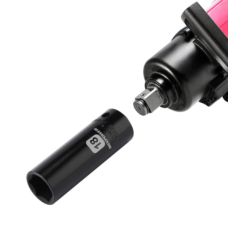 MIXPOWER 1/2-Inch Drive Deep Impact Socket - 18mm, Metric, CR-V,