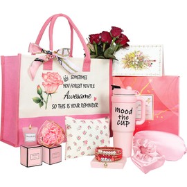 Self Care Gifts for Women Birthday Gifts Care Package Get Well Soon Sympathy Gifts Spa Baskets Appreciation Thank You Retirement Gifts for Women Mom Sister Friends Teacher Coworker w/ Tote Bag Tumbler
