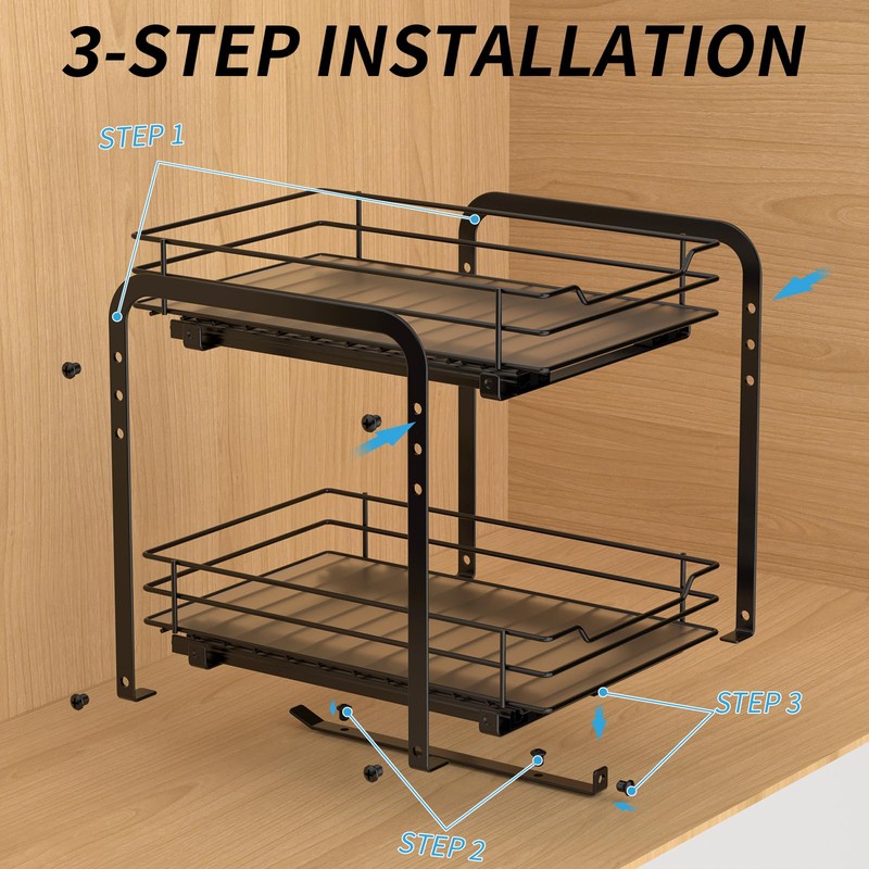 BOIVSHI 2-Tier Spice Rack, Pull Out Spice Racks Organizer for