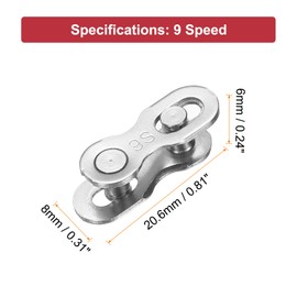 sourcing map 8pcs Bicycle Missing Link 9 Speed Reusable Steel Bicycle Chain Link Connector Quick Link Bicycle Chain Coupling for Mountain Bikes Road Bicycle Chain Replacement, Silver
