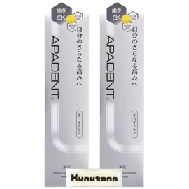 Apadent White Care Toothpaste, 3.5 oz (100 g), Set of 2, Crystal Mint, Periodontal Disease Prevention, Prevents Cavities, White Care + Kunutonn Original Logo with Hot Towel