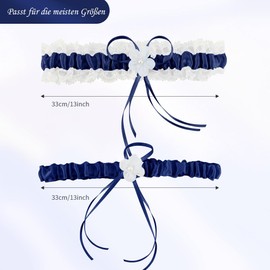 Wedding Garter, Garters for Brides, Garter for Wedding, Garter White, 33 cm Wedding Garter for Bride, Bridal Lace Pearl Wedding Garters Set, Elegant Garter for Wedding, navy