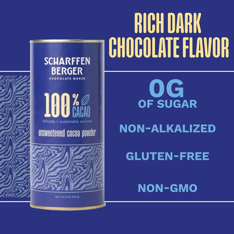 Scharffen Berger 100% Cacao Unsweetened Dark Chocolate Cocoa Powder (6