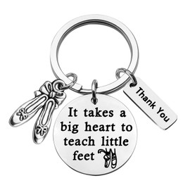 CENWA Dance Teacher Keychain - It Takes A Big Heart To Teach Little Feet - Ballet Teacher Gift - Grey Heart Keychain - Unisex-Adults - Female