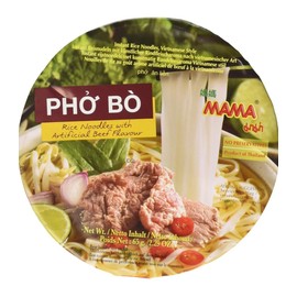 MAM-A MAMA Pho Bo Instant Beef Soup Bowl Noodle In Vietnamese Style 2.29 oz Pack of 6