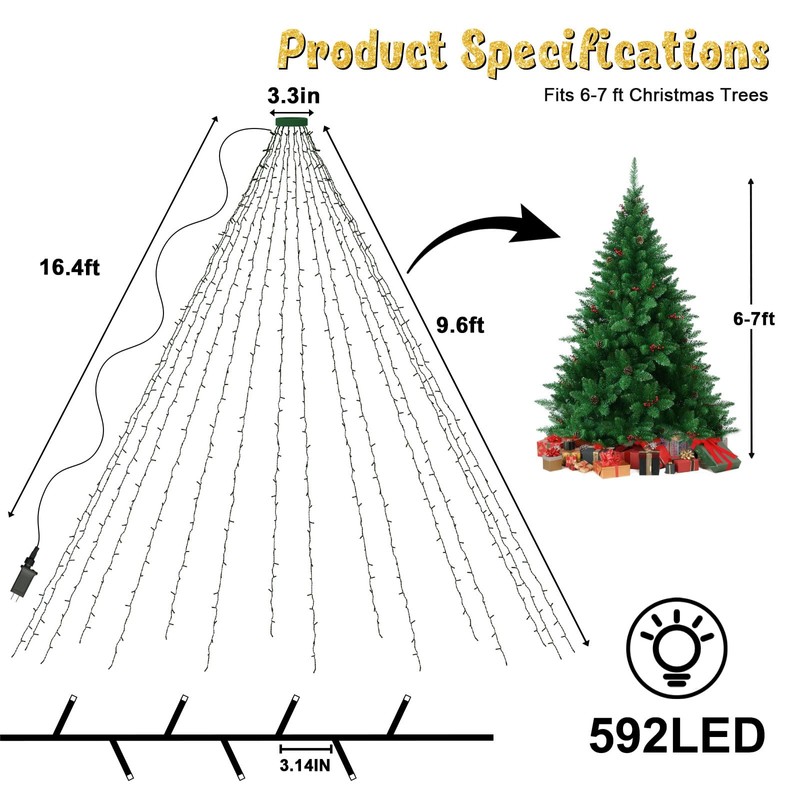 cshare Christmas Tree Lights, 592LED Christmas Lights for Tree with