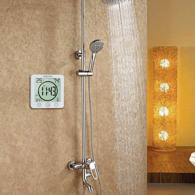 GXSTWU Digital Bathroom Clock Shower Timer with Alarm, Waterproof Clocks