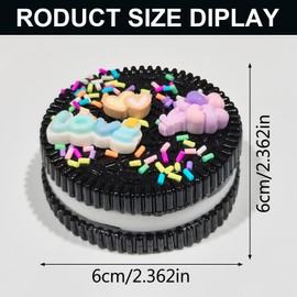 Valentine's Day Stress Relief Toys Cookie Shape , Novelty Valentine’s Day Gift Idea, Fidget Toys Sticky, Dessert-Inspired Stress Relief Toy for Anniversary & Valentine's Day Gift (Black)