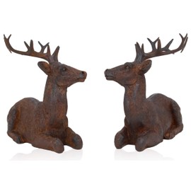 B2S BACK2SEASON Reindeer Pair Nilan Lying Brown Elegant Decoration Christmas Decoration Deer Artificial Stone Set of 2