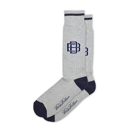 Brooks Brothers Men's Made in Italy Heavyweight Cotton Blend Casual Crew Socks, (US Shoe Size 7.5-12, 210271 Heather Grey/Navy)