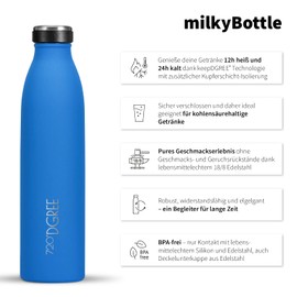 720°DGREE Stainless Steel Drinking Bottle ‘milkyBottle’ – 750 ml – BPA-Free, Leak-Proof – Suitable for Carbonated Drinks, Thermos Flask for Carbonated Drinks, University, Fitness, Outdoors, Camping