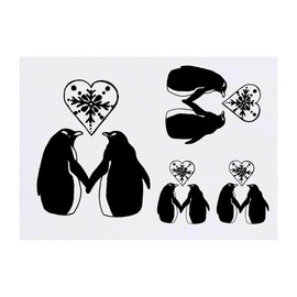 4 x 'Love Penguins' Temporary Tattoos - Water Resistant, Skin-Safe, Non-Toxic Transfers, Mixed Sizes (TO00012800)