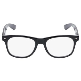 Pink Ribbon Shades Reading Glasses: The Nostalgic, Plastic Retro Square Style for Men and Women - Black 3.25