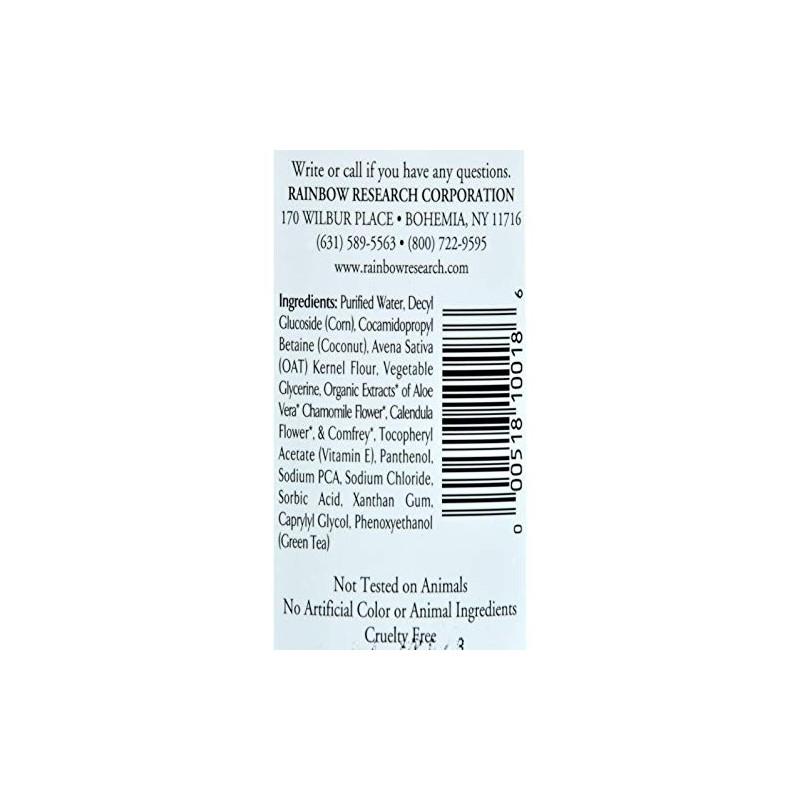 Rainbow Research Colloidal Oatmeal Unscented Bath & Body Wash, 12