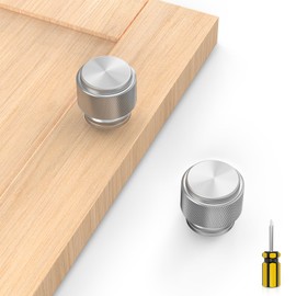 Cosycove 10 Pack Brushed Satin Nickel Knurled Kitchen Cabinet Knobs, Cupboard Handles Kitchen Cabinet Hardware for Bathroom Cupboard Drawer Knobs Dresser Knobs