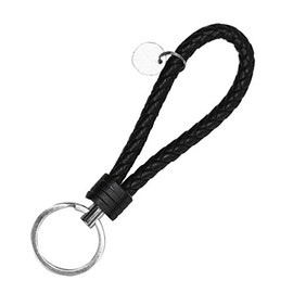 idain Woven Leather Car Keychain Handmade Rope Keys Strap Fashion Key Chain for Women Men with Alloy Key Rings (Black)