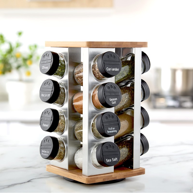 Kamenstein 16 Jar Warner Revolving Countertop Spice Rack Organizer with